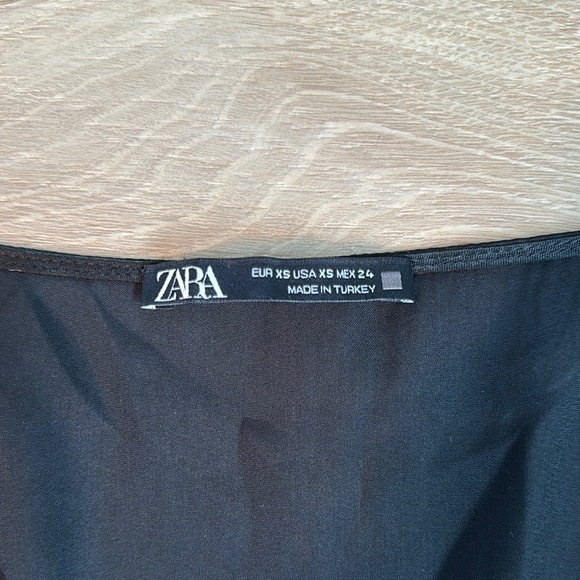 Zara black satin long sleeve blouse with twisted front knot - Picture 2 of 6